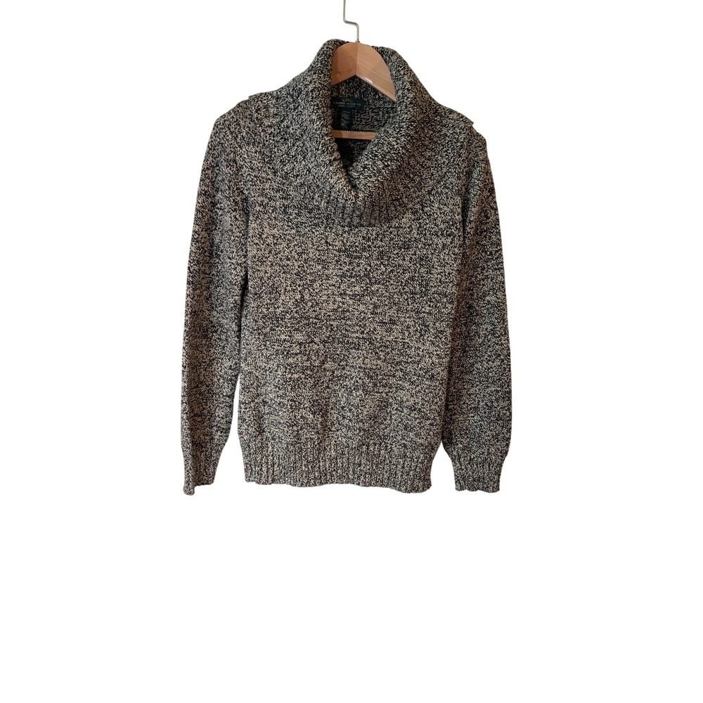 Lauren Ralph Lauren Cowl Neck Marled Knit Sweater Black Cream Medium